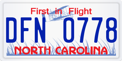 NC license plate DFN0778