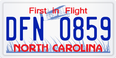 NC license plate DFN0859