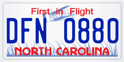 NC license plate DFN0880