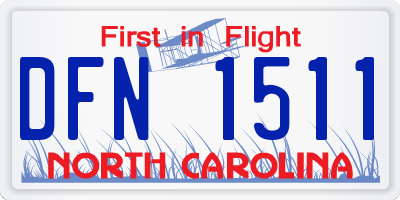 NC license plate DFN1511