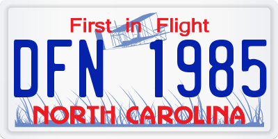 NC license plate DFN1985