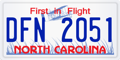 NC license plate DFN2051