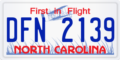 NC license plate DFN2139