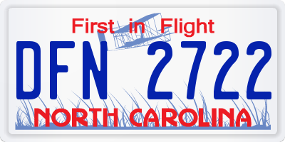 NC license plate DFN2722