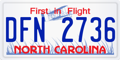 NC license plate DFN2736