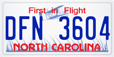 NC license plate DFN3604