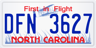 NC license plate DFN3627