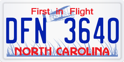 NC license plate DFN3640