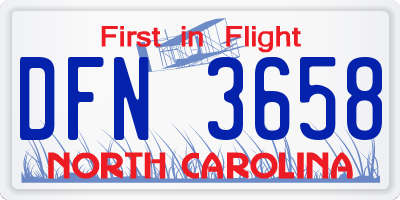 NC license plate DFN3658