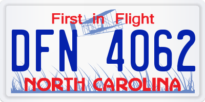 NC license plate DFN4062