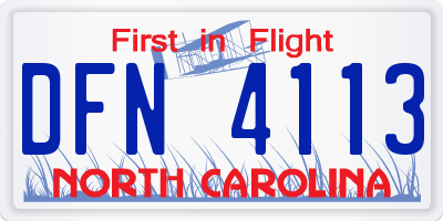 NC license plate DFN4113