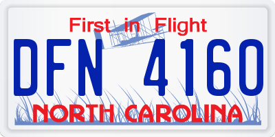 NC license plate DFN4160
