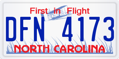 NC license plate DFN4173