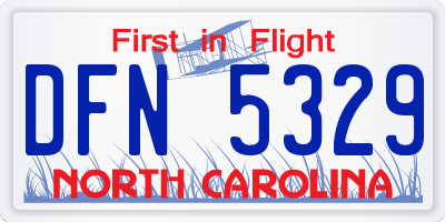 NC license plate DFN5329