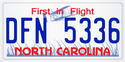 NC license plate DFN5336