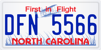 NC license plate DFN5566