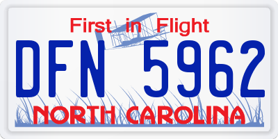 NC license plate DFN5962