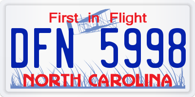 NC license plate DFN5998