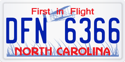 NC license plate DFN6366