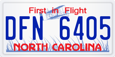 NC license plate DFN6405