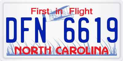 NC license plate DFN6619