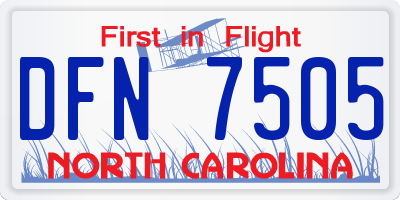 NC license plate DFN7505
