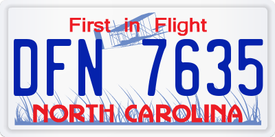NC license plate DFN7635