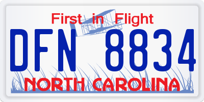 NC license plate DFN8834