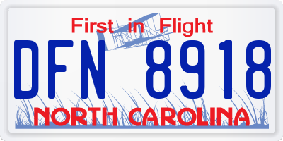 NC license plate DFN8918