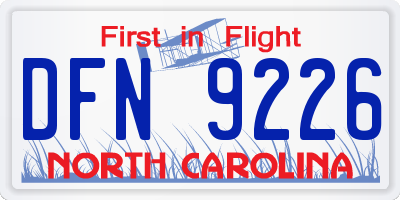NC license plate DFN9226