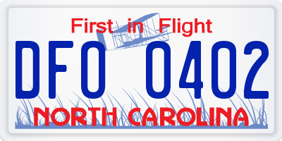 NC license plate DFO0402