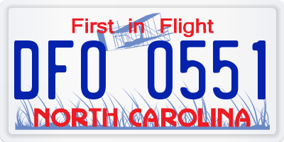 NC license plate DFO0551