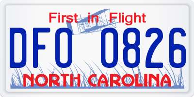 NC license plate DFO0826