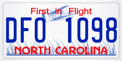 NC license plate DFO1098
