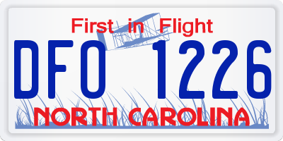 NC license plate DFO1226