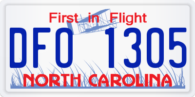 NC license plate DFO1305