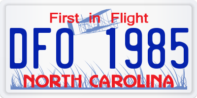 NC license plate DFO1985