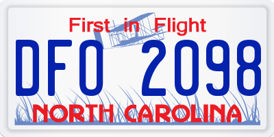 NC license plate DFO2098