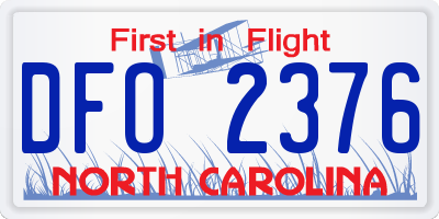 NC license plate DFO2376