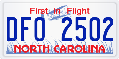 NC license plate DFO2502