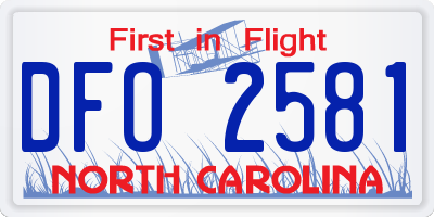 NC license plate DFO2581
