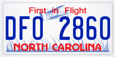 NC license plate DFO2860