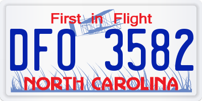 NC license plate DFO3582