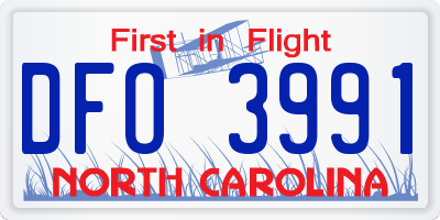 NC license plate DFO3991