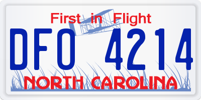 NC license plate DFO4214