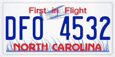 NC license plate DFO4532