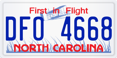 NC license plate DFO4668