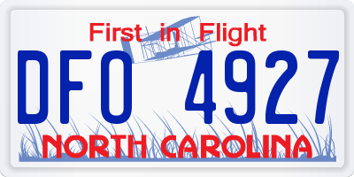 NC license plate DFO4927