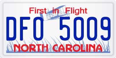 NC license plate DFO5009