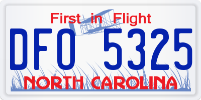 NC license plate DFO5325